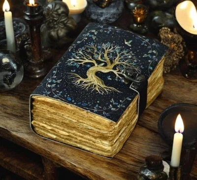 400page Tree of Life Leather Journal Gothic Notebook Tree of life Grimoire Print