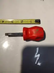 Snap-On Tools SHD1 1/4" Flat Slotted 1 5/8" Red Stubby Short Screwdriver USA NEW