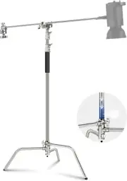 NEEWER C Stand with Boom Arm Pro 100% Stainless Steel, Air Cushion Heavy Duty
