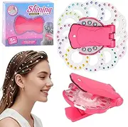 Hair Gem Stamper,Hair Jewel Stamper with 180 Hair Gems,Hair Gems Stamper for DIY Hair Jewels Decoration Set,Hair Stamper Gems for Hair/DIY/Cloth/Phone,Gift to Girl Birthday Party - Dark Pink