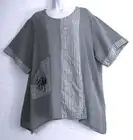 Lagenlook Ladies 50% Linen 50% Cotton Top Pocket One size:Plus size (16-20)
