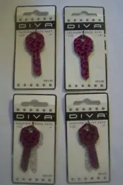 Pink Leopard Diva Kwikset KW1 Key blanks qty 4