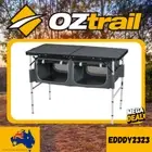 OZTRAIL FOLDING HEIGHT ADJUSTABLE STORAGE TABLE 1.2M W/ SIDE + UNDER STORAGE