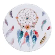 150x150CM Microfiber Round Beach Towel Pool Bath Tassel Blanket Home Fitness Yoga Mats WHITE COLOR