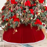 Christmas Tree Collar Red Velvet Christmas Tree Ring Foldable Christmas Tree