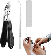 Side Nail Clippers for Toenails | Stainless Steel Fingernail Cutter | Portable Anti-Splash Non-Slip Wide Nail Clippers for Salon Home Women Travel Seniors Grooming Kids