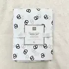 Pottery Barn Teen Twin XL Pretzel Organic sheet set White Faded Black