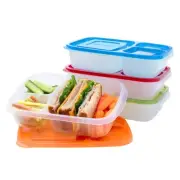 Easyboxes - Original Stackable Lunch Boxes - Reusable 3-Compartment Food Cont...