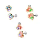 3 - Three Petal Flowers Gold IP Trim 16 Gauge 1/4 Inch Barbell Labret Lip L234