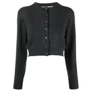 [Alexander Wang] Crystal Hotfix Shrunken Cardigan In Wool