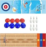 yuksok Tabletop Curling Game Parent Child Interactive Toy Entertainment Foldable Mat Board Game Set Portable for Adults Kids Travel