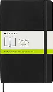 Moleskine Classic Soft Cover Notebook - Plain - Large - Black, (QP618)