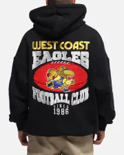 [MITCHELL & NESS] Mitchell & Ness West Coast Eagles Team Hoodie Solid Black - Size L L Solid Black