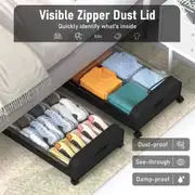 2-Pack Rolling Under Bed Storage with Wheels and Clear Lid