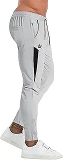 [BROKIG] Men's Gym Track Pants,Tapered Joggers Lightweight Quick Dry Casual Workout Sports Running Pants with Zip Pocket