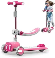 Unbreakable & Never Fall Down 2-in-1 Scooters Kids 3 Wheel Kick Scooter for Boys Girls Ages 3-14, Adjustable Height & Removable Seat, Widened Non-Slip Deck, More Safer for Beginner Toddlers