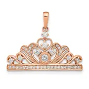 14k Rose Gold Polished Real Diamond Tiara Pendant