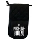 Peace Love Booze - Novelty Double Mitt Oven Gloves Double Kitchen Chef BBQ Mitts