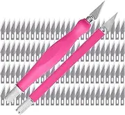 WA Portman 2-Piece Pink Craft Knife Set - Durable, Sharp and Ideal for DIY & Professional Use - Hobby Knife Set Comfort Grip with 100#11 Craft Blades for Modeling, Cutting and Crafting