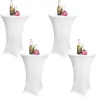 4 Pack Cocktail Spandex Stretch Square Corners Tablecloth, High Boy Round Coc...