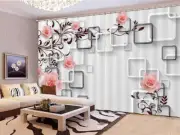 Black Leaves Flowers 3D Curtains Blockout Photo Printing Curtains Drape Fabric