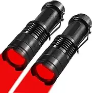 T Tersely 2-Pack Red LED Flashlight, Powerful Single Mode Light SK68 LED Torch Scalable Red Light Flashlight for Astronomy, Aviation, Night Observation