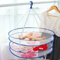 在飛比找樂天市場購物網優惠-多功能雙層晾衣藍 折疊式收納籃 透氣網狀洗衣籃 玩具藍 置物