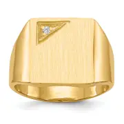 14K Yellow Gold 14.0X13.0mm Closed Back Vs Diamond Men'S Signet Ring
