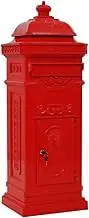 vidaXL Rustproof Cast Aluminum Pillar Letterbox - Vintage Style, Red - Weather-Resistant, Lockable Doors, Decorative