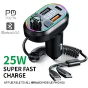 Car Bluetooth 5.0 FM Transmitter Wireless Audio Receiver Car MP3 Player 25W-PD