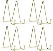 Roczential 4 Pack 6'' Display Photo Stand, Decorative plate display stand, Book Display Stand Tabletop Art Decorative Trays(Gold)
