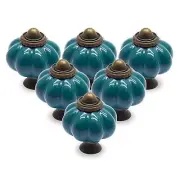 Seimneire 25pcs Teal Pumpkin Knobs Vintage Ceramic Cabinet Knobs Dresser Knob