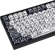 TIMSEKER 135-Key Manga Keycaps Set, Black and White Retro PBT Keycaps, Cherry Profile, Dye Sublimation Process, Custom Hand-Drawn Anime Design, Compatible with ANSI Layout Mechanical Keyboards