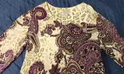 Chico’s New W/Tags Cheetah Leopard Print 3/4th Sleeve Paisley Top Women's Small