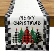 Christmas Plaid Table Runner, Black and White Buffalo Check Table Runners