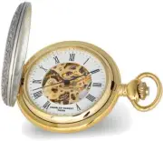 Charles Hubert 2-tone Pegasus Hunter Case Skeleton Dial Pocket Watch