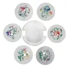 Gemstones Inlay Coasters | Marble Decorative Cup Coasters | 4.5 Inches Drinkware