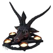 Nemesis Now Baphomet Candle Holder Ornament Goat Resin Sabbatic Decor Black 27cm
