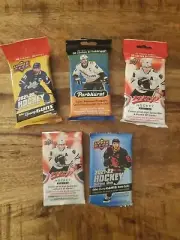 5 Unopened Packs Hockey Cards Upper Deck 2021-22 3 Fat Packs Series 1, Ext, MVP+