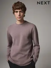 Mauve Purple Regular Fit Cotton Rich Crew Jumper (B34716) | $39