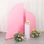 4 Matte PINK Fitted Spandex Half Moon Wedding Arch Backdrop STAND COVERS Party
