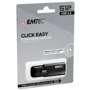 Emtec Dexxon B110 Click Easy 512GB USB 3.2 Flash Drive Black Capless 20mb/s