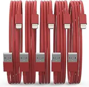 [Apple MFi Certified] Lightning Cable 5-Pack 6FT iPhone Charger Fast Charging USB to Lightning Cable for iPhone 14 Pro/13 mini/13/12/11 Pro MAX/XR/XS/8/7/Plus/6S/SE/iPad & More - Durable Reddish Brown