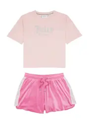 Juicy Couture Kids Cotton and Velour T-shirt and Shorts set - Pink - 15-16Y (16 Years) 15-16Y (16 years)