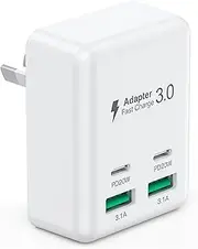 Risubo 40W USB C Charger, 4-Port USB Charger Plug with Dual PD+QC Fast Charging Port, Multi Wall Charger Power Adapter AU Plug Compatible with iPhone 16/15/14/13/Pro Max/Samsung Galaxy S24/S23/Tablet
