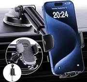 [2025 Upgraded] Car Phone Holder [Ultra-Stable Shockproof] Suction Mobile Phone Mount for Dashboard Windshield Vent,Phone Stand Van Cradle for iPhone 16 Pro Max 15 14 13 12 11 Samsung S25 S24 Pixel 8