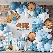 Cookie Birthday Decorations 135PCS Cookie Balloon Arch Garland Kit with Chocolate Chip Cookie Foil Balloons for ONE Sweet Milk and Cookies Baby Shower Party Supplies
