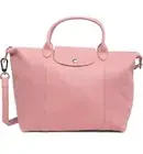 NEW LONGCHAMP Le Pliage Cuir Medium Leather Satchel Bag Blush Pink AUTHENTIC