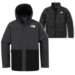 【The North Face】男 3合1_防水耐磨 兩件式連帽外套.夾克.風雨衣(4QX7-TLY 瀝青灰/黑)