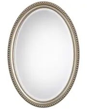 Hewson Metallic Silver Finish Round Mirror with Brown Antiquing